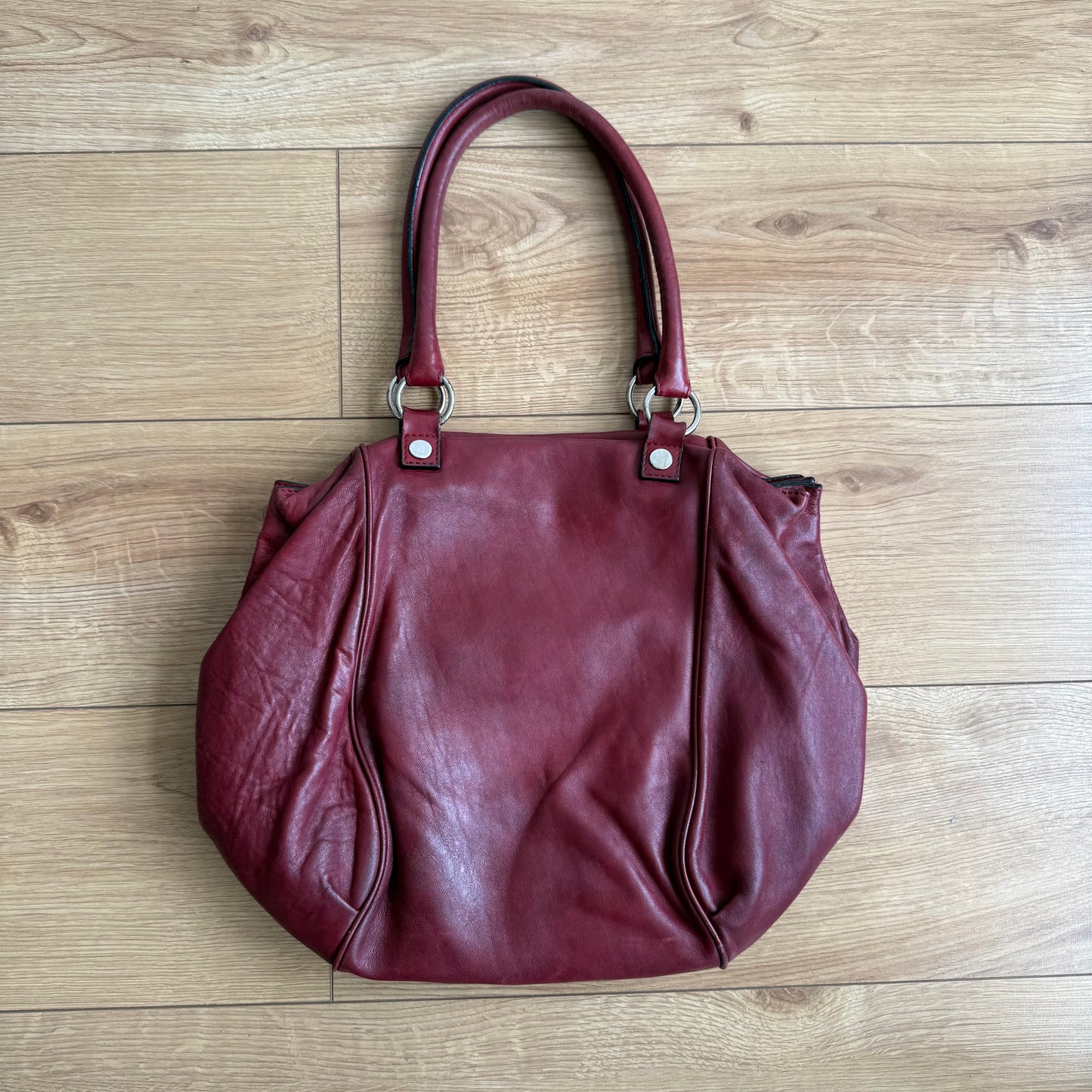 Burgundy leather handbag - One Size