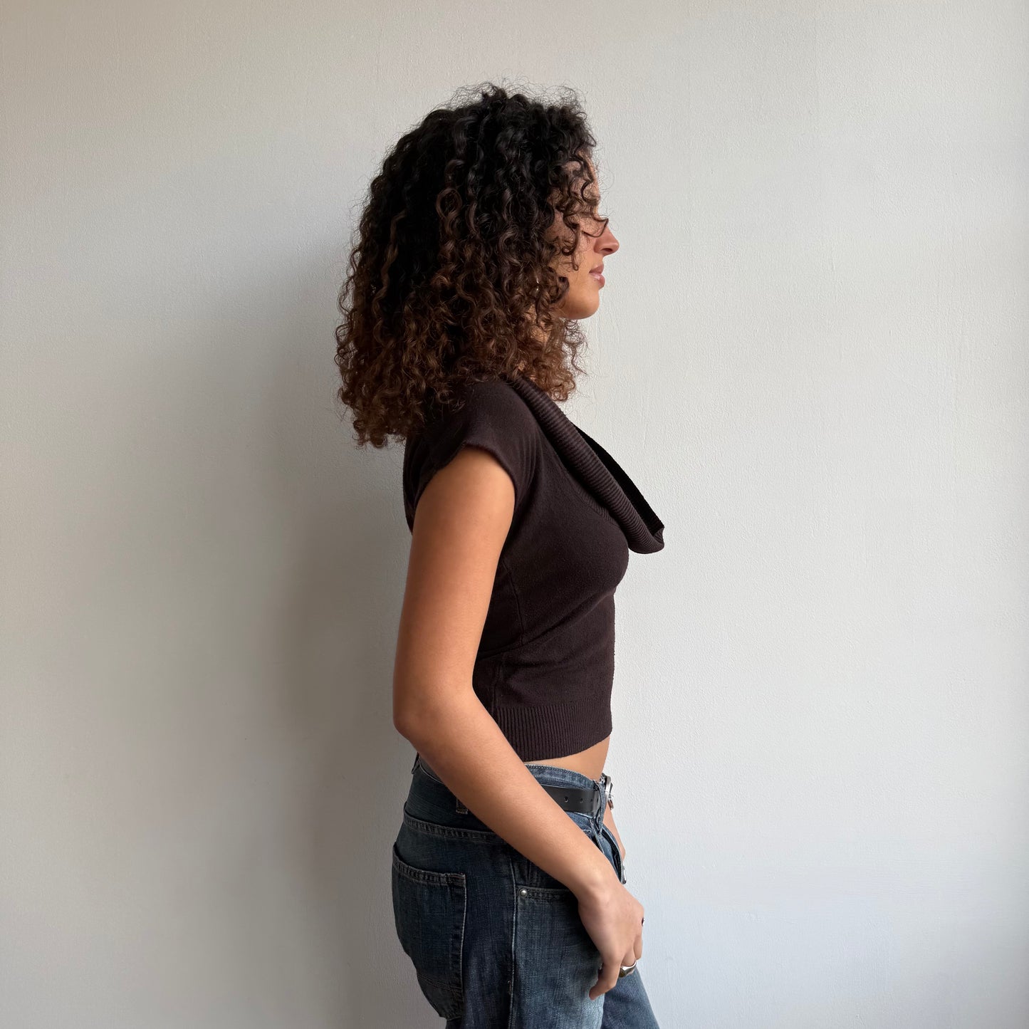 Brown cowl neck knit - Size S