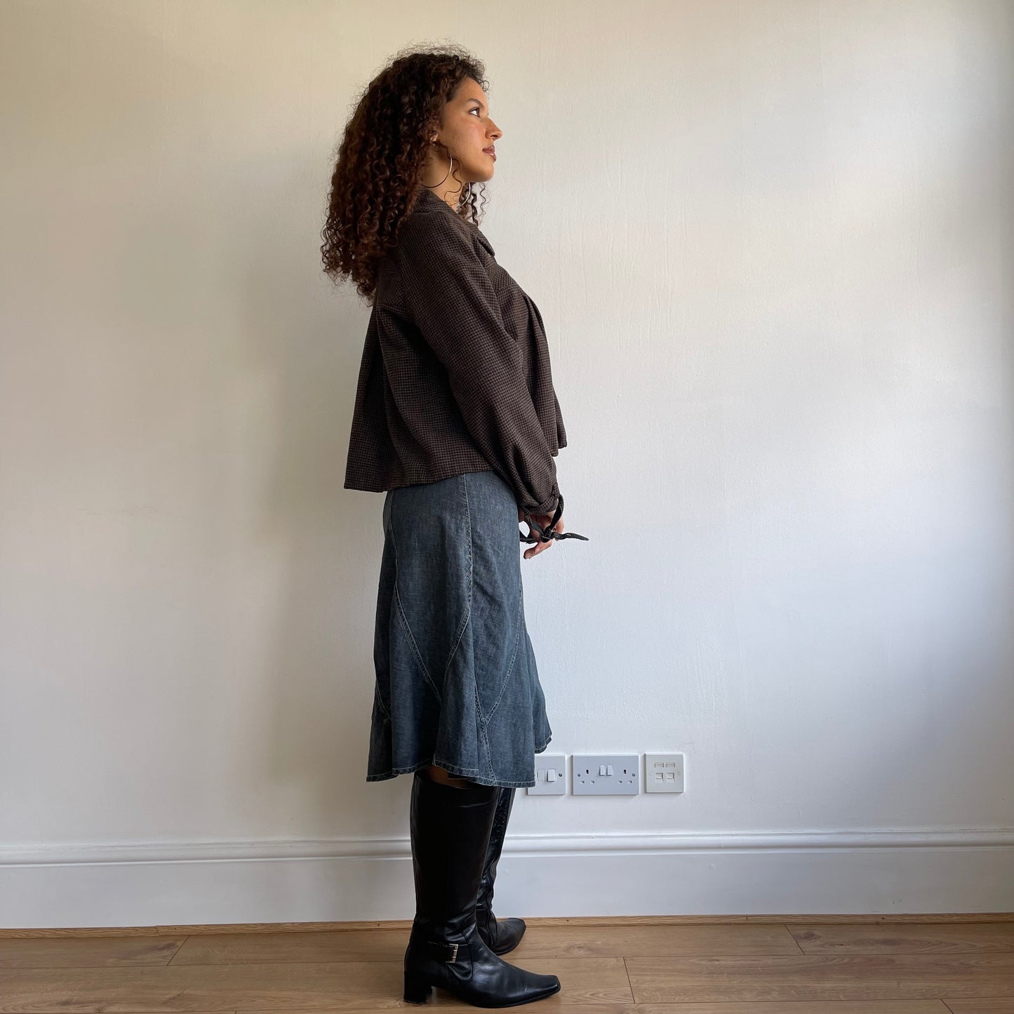 SPORTMAX Brown houndstooth peacoat - Size M