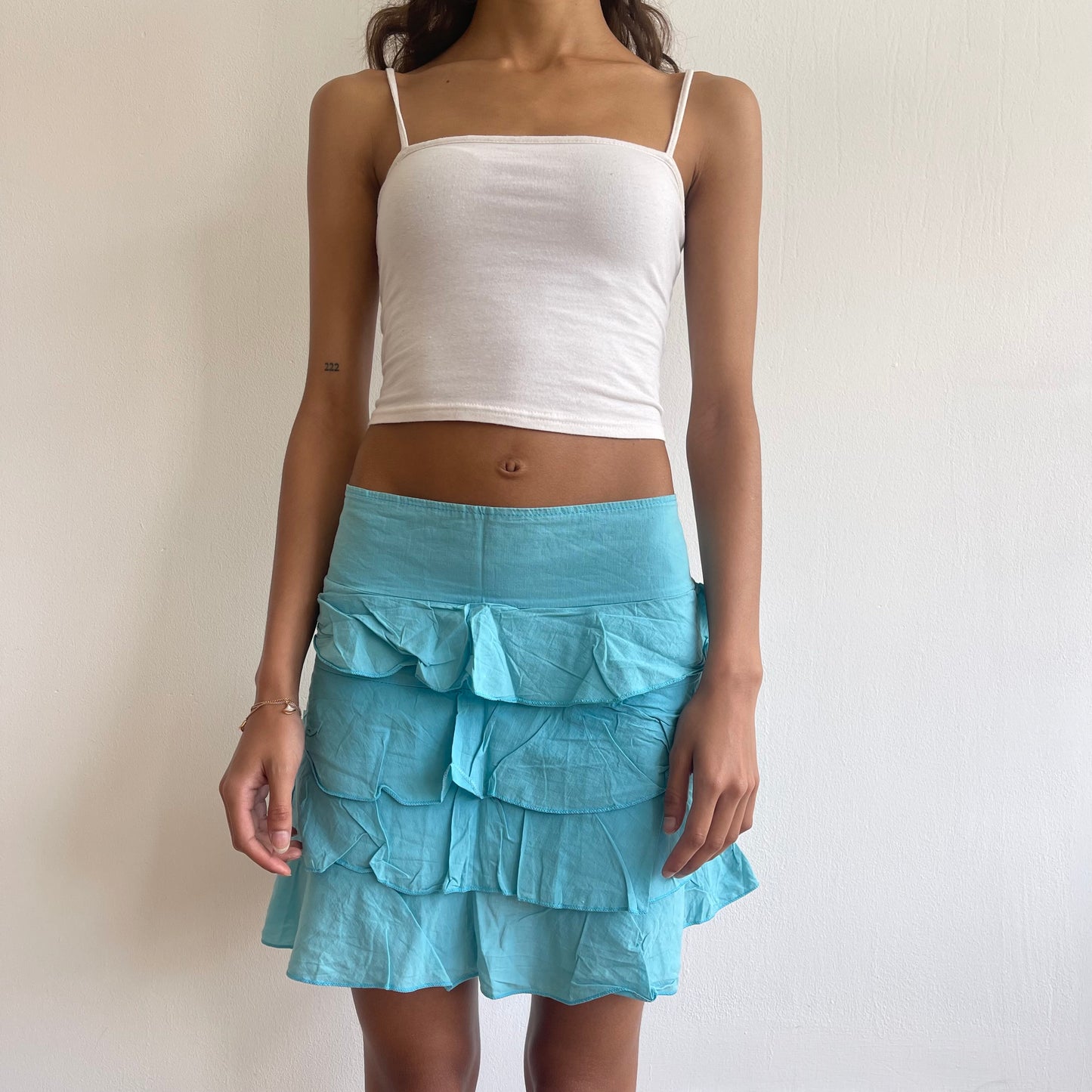 Blue ruffle mini skirt - Size M