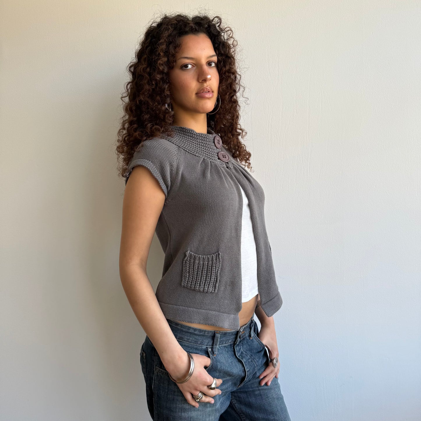 Grey open front Cardi - Size S