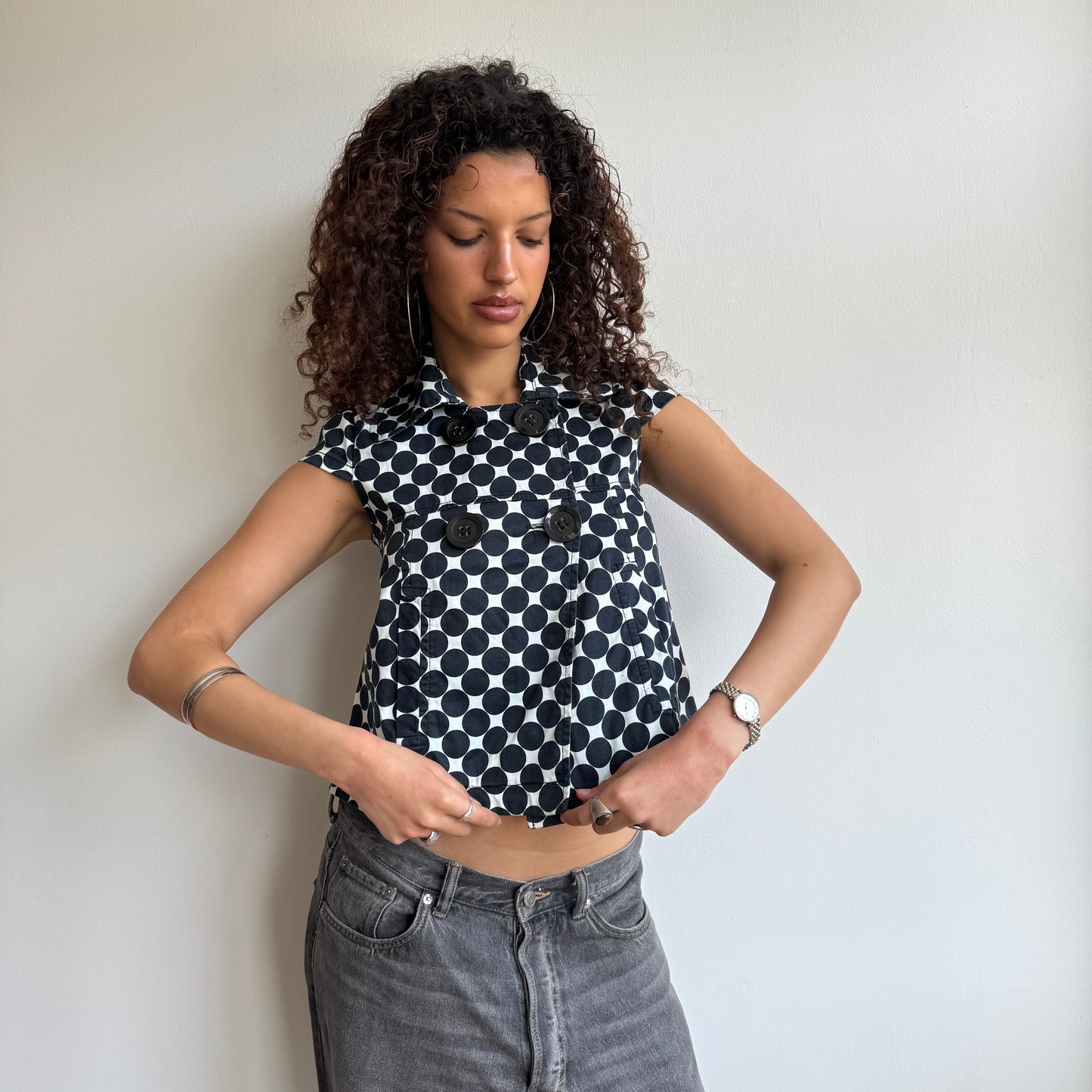 Polka dot short sleeve peacoat - Size S