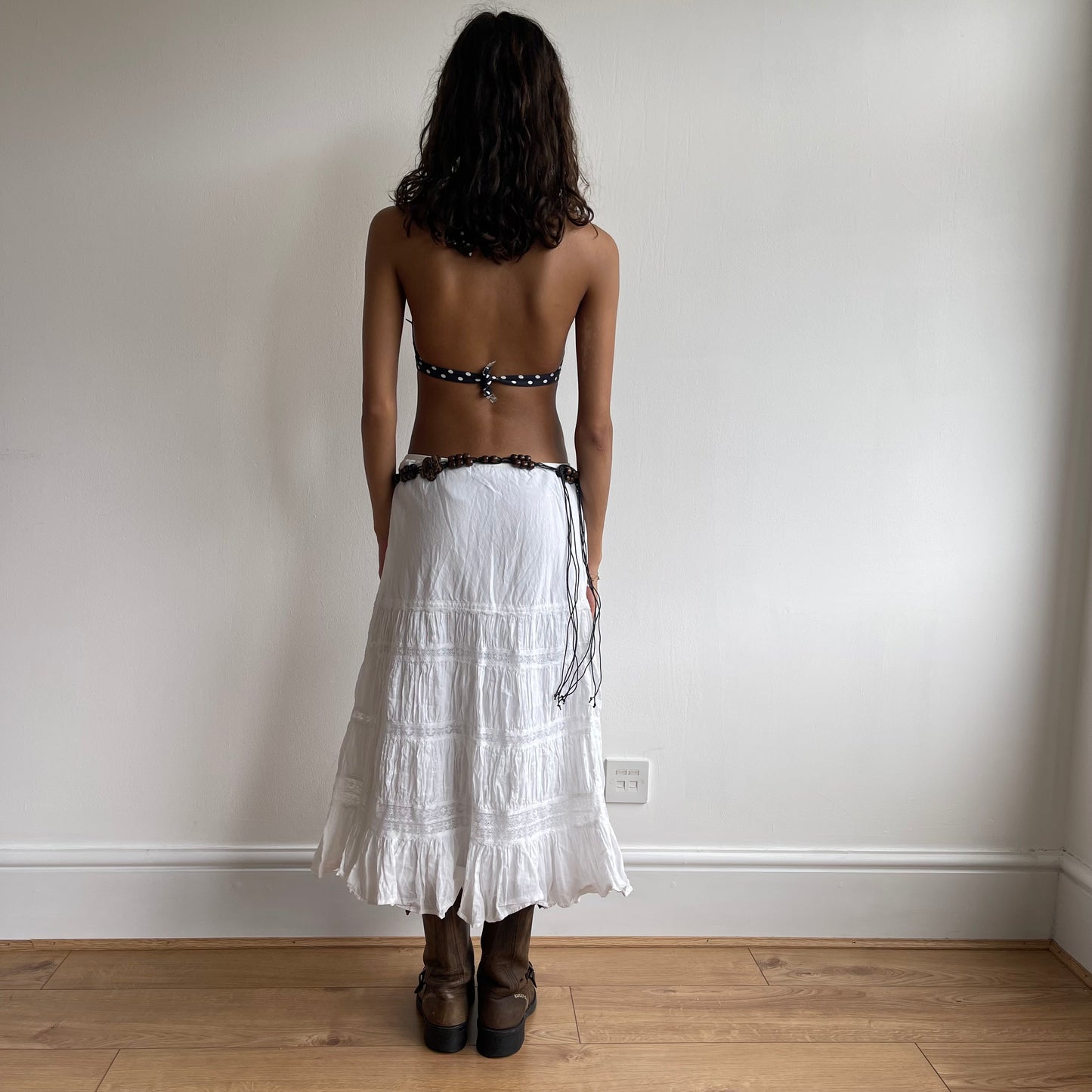 White broderie lace midi skirt - Size S