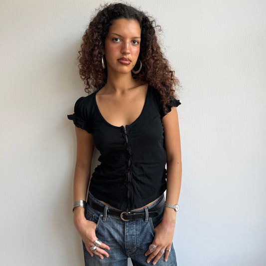 Black Cop Copine ruched top - Size S/M