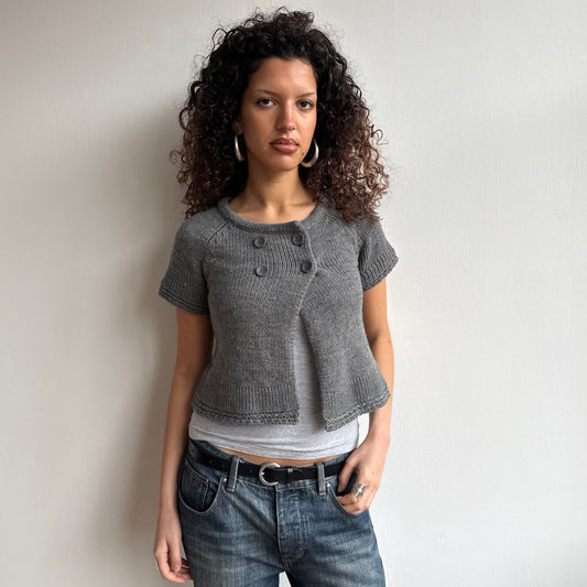 Grey short sleeve pea knit - Size S