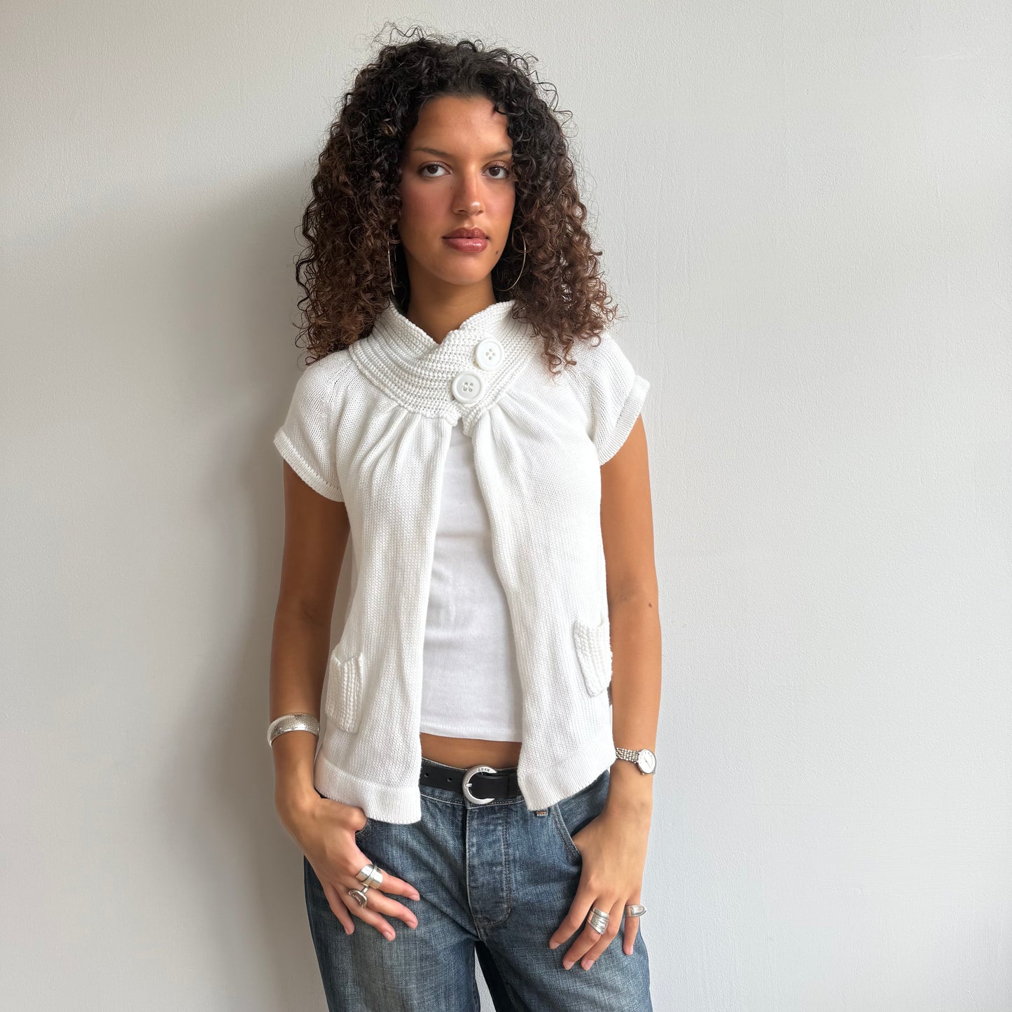 White button neck knit - Size M