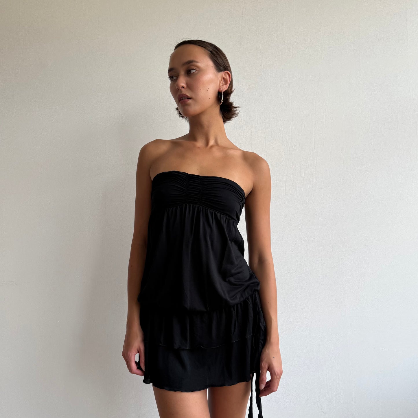 Black ruched mini dress - Size S