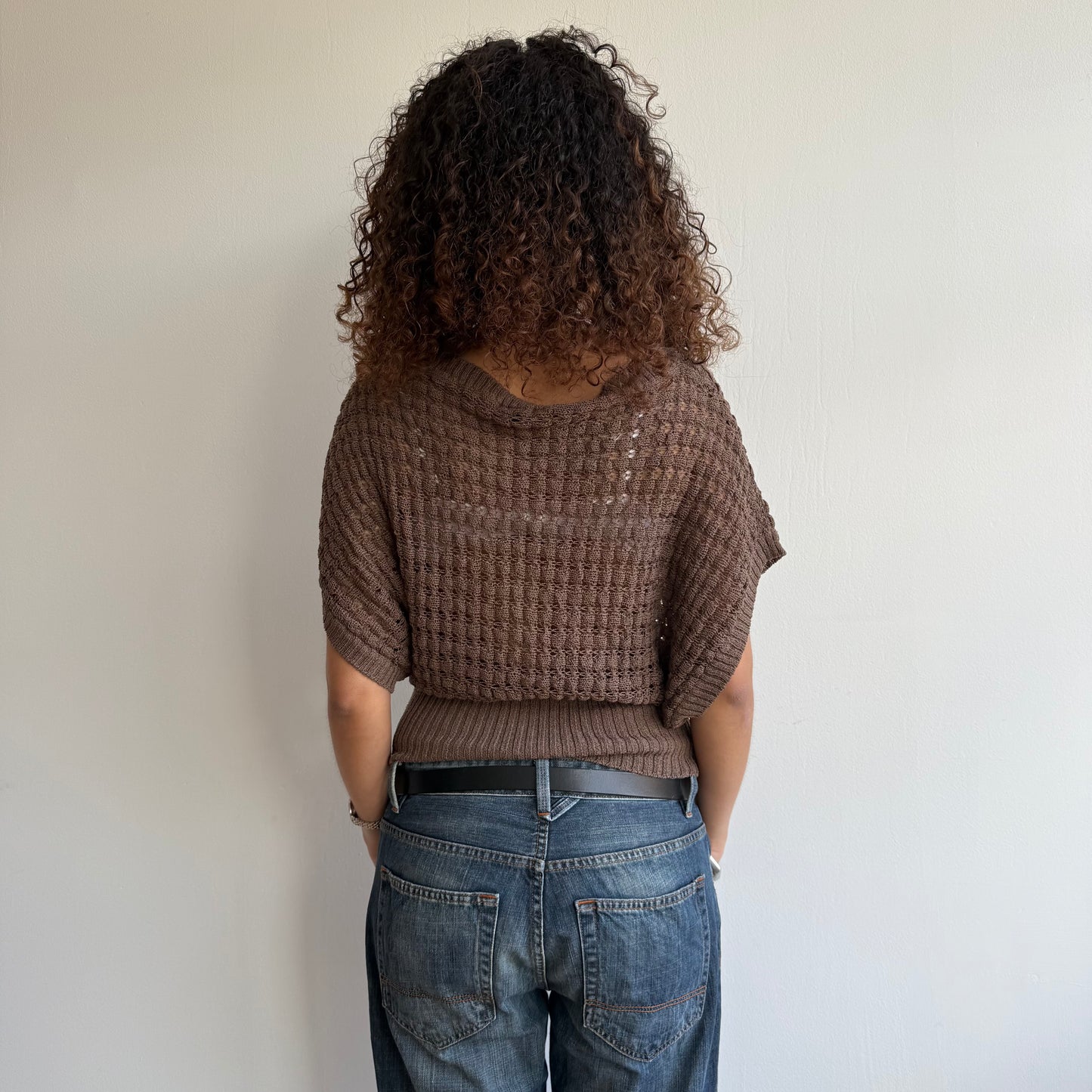 Brown knit slouchy jumper - Size S