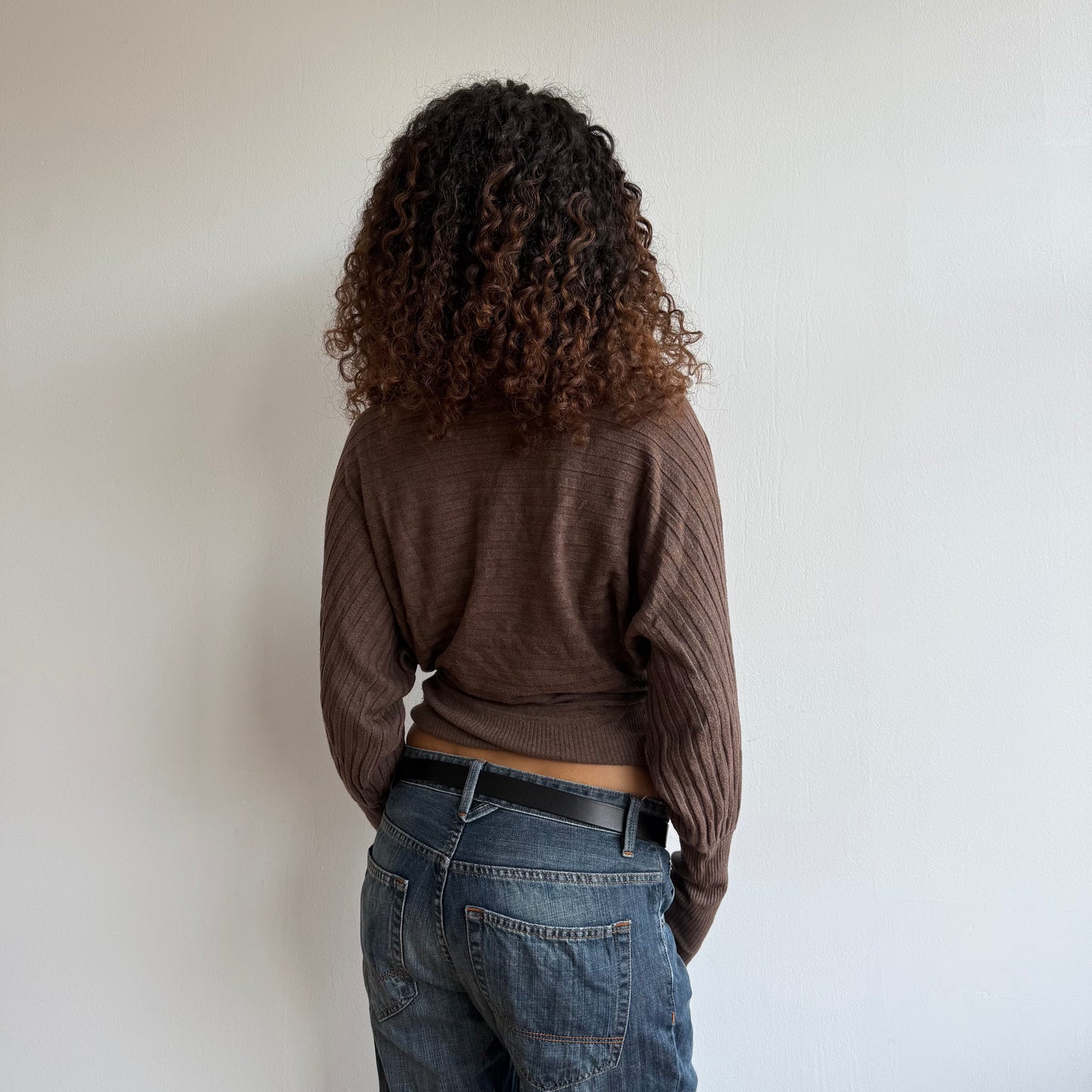 Taupe ribbed slouchy knit - Size S/M