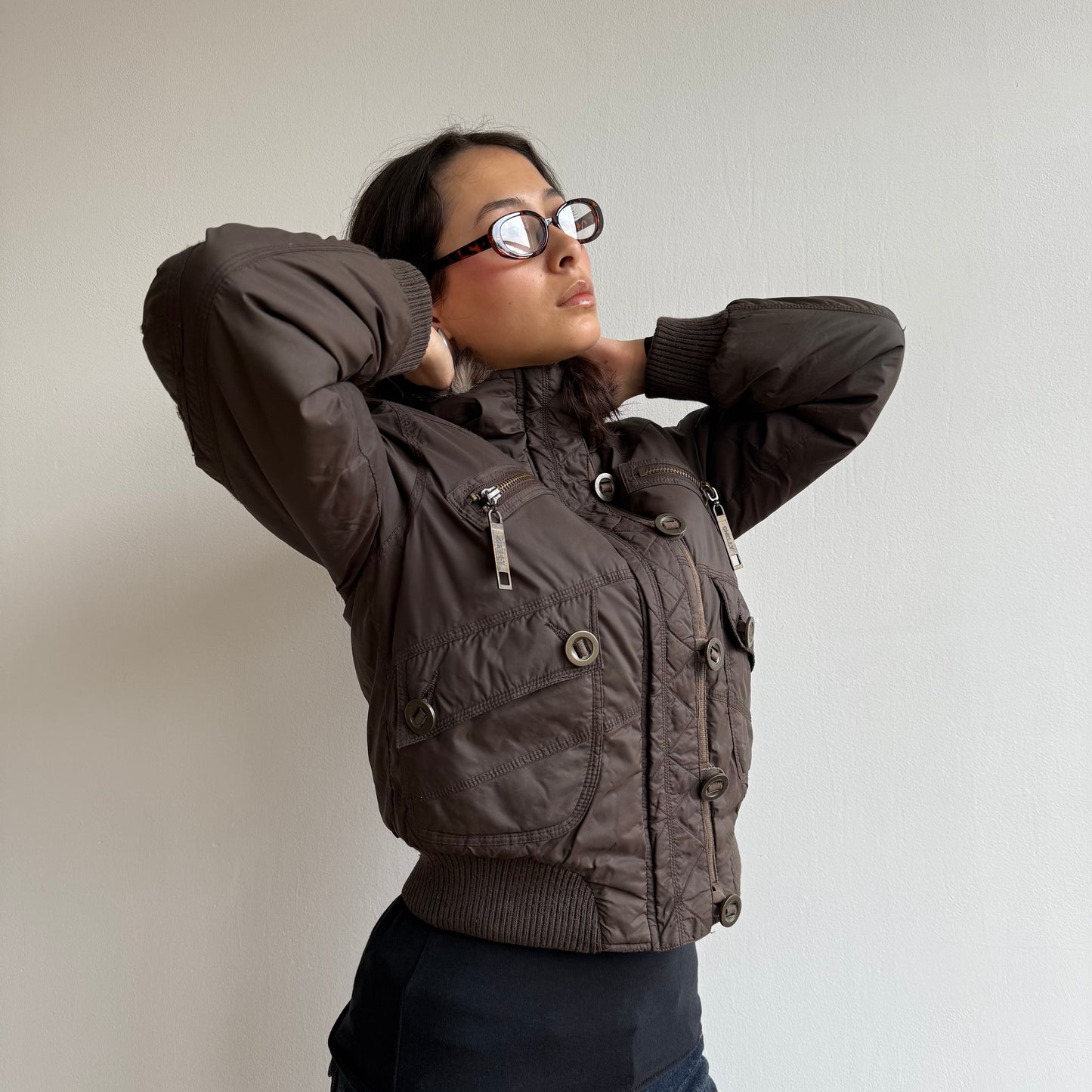Brown puffer bomber - Size XS