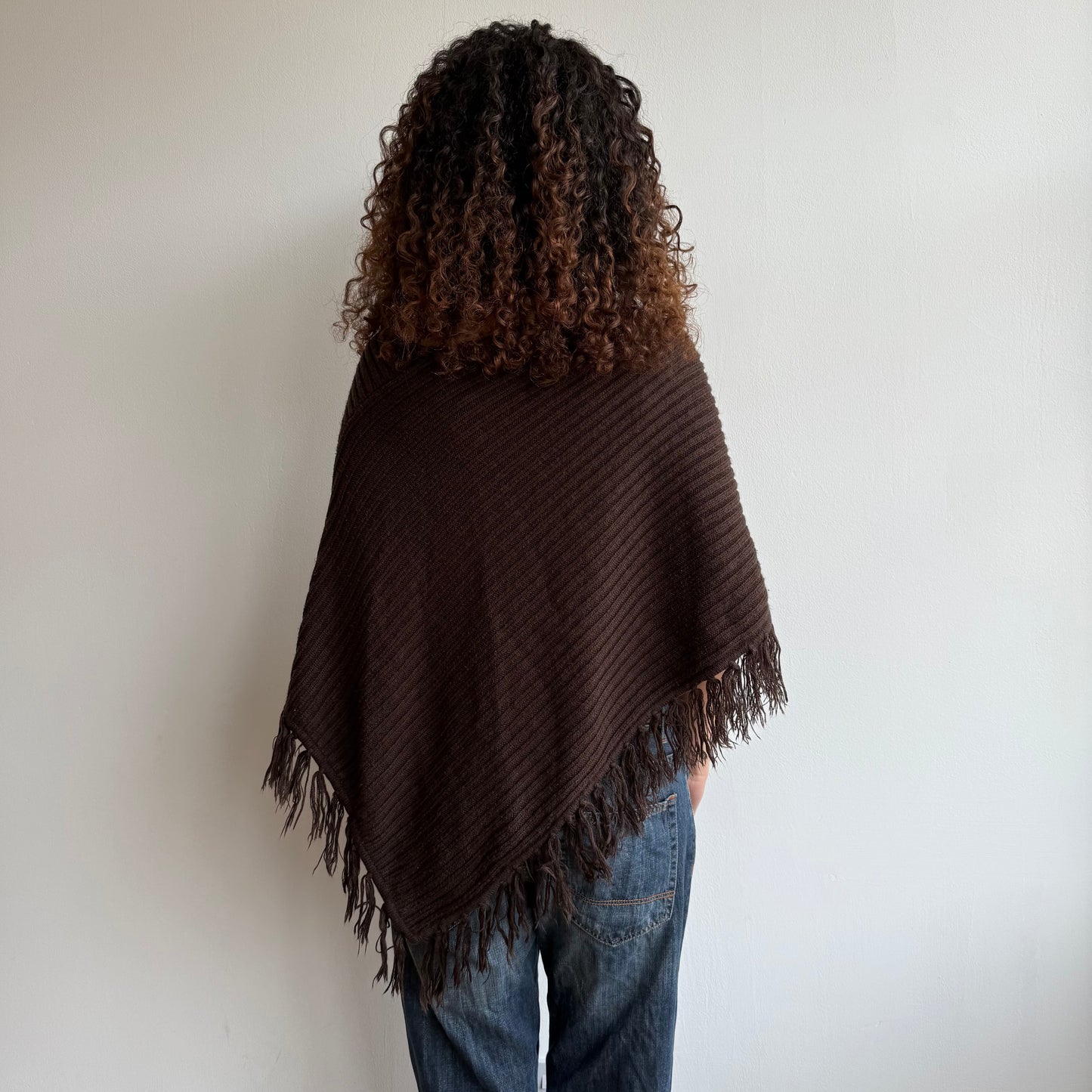 Brown tassel poncho - One Size