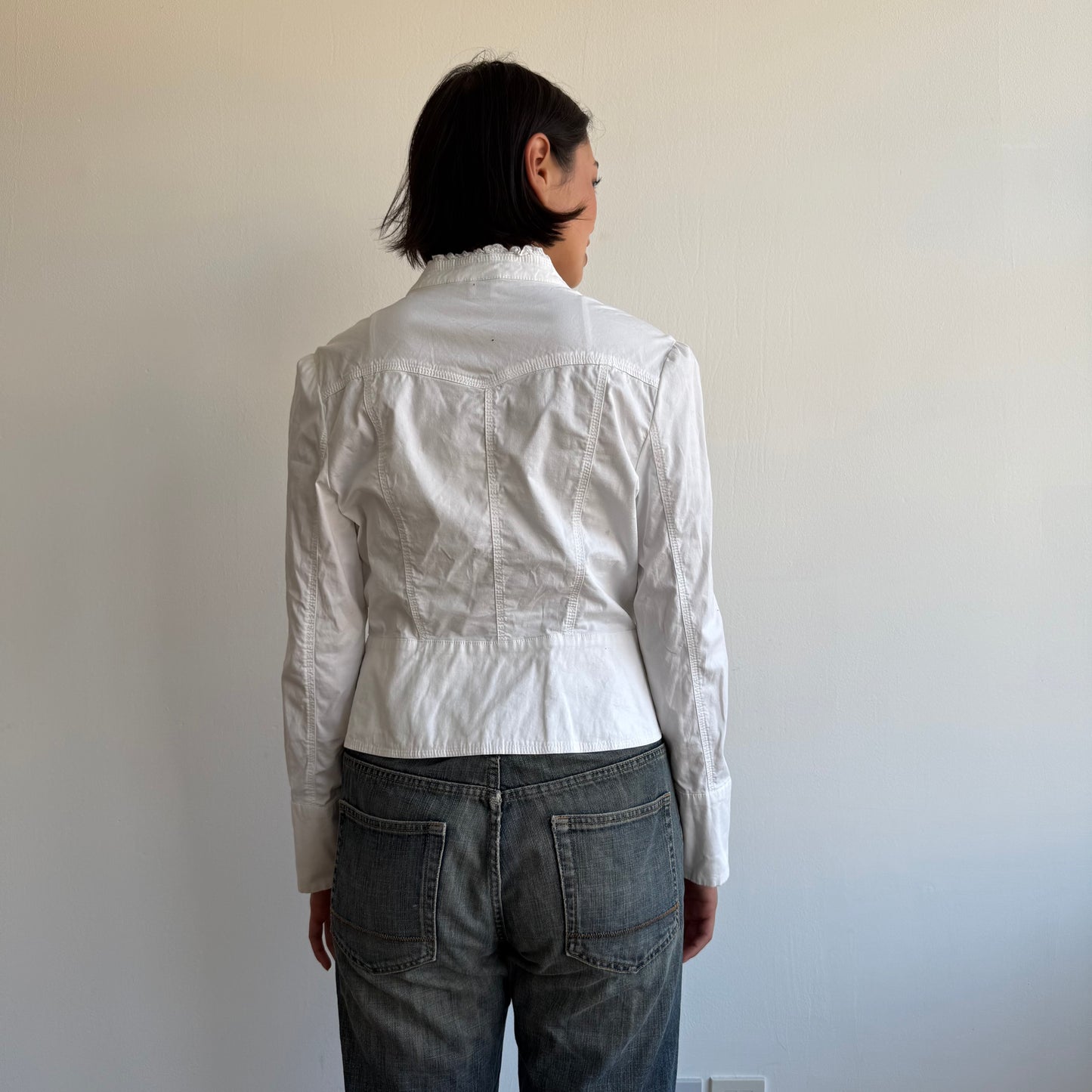 White ruffle military jacket - Size S/M