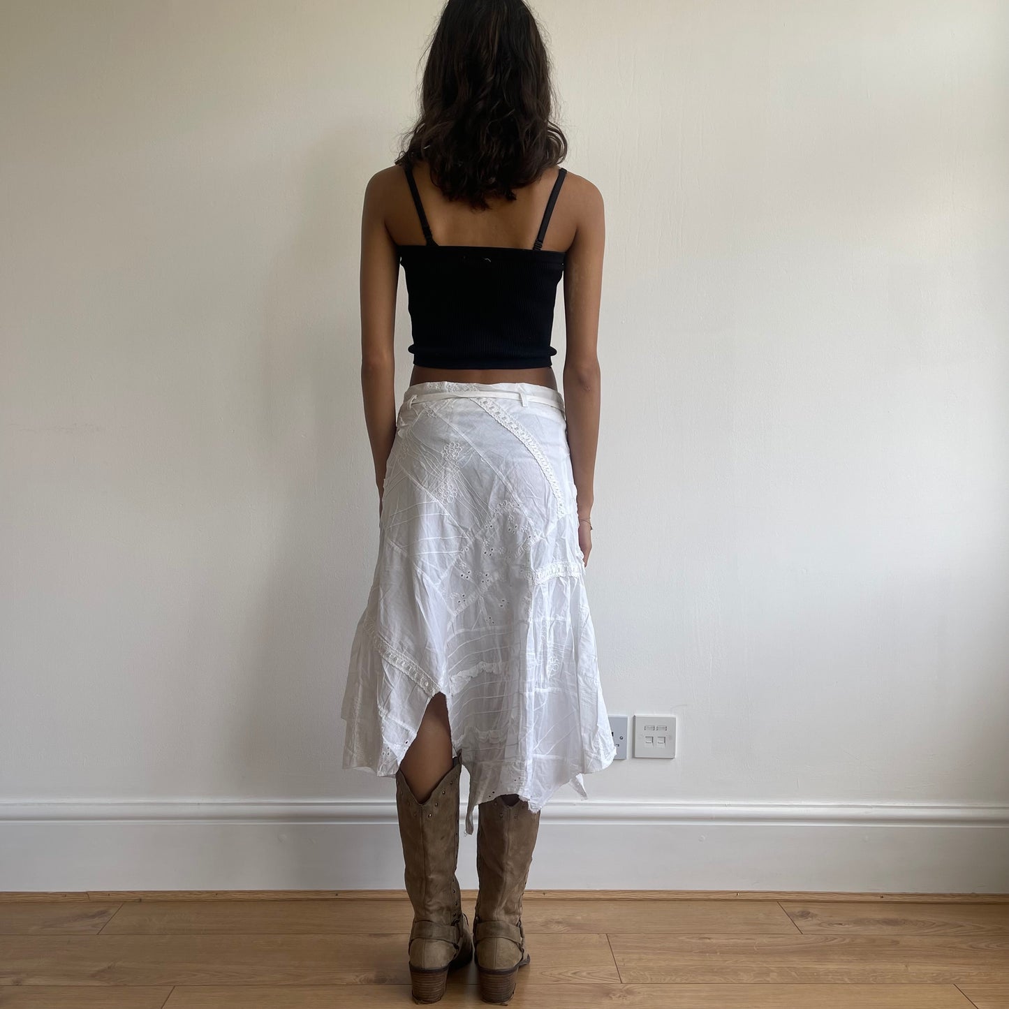 Patchwork belted midi skirt - Size XS