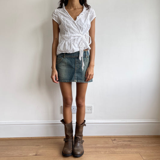 White broderie wrap top - Size S