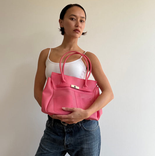 Hot pink jelly ‘firkin’ bag - One Size