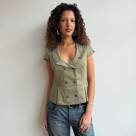 Khaki short sleeve waistcoat - Size L