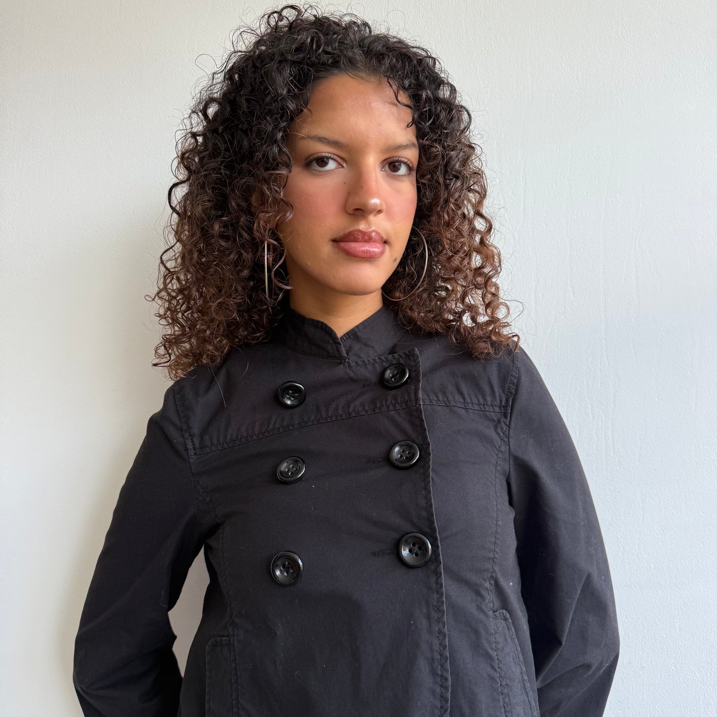 Black button peacoat - Size S