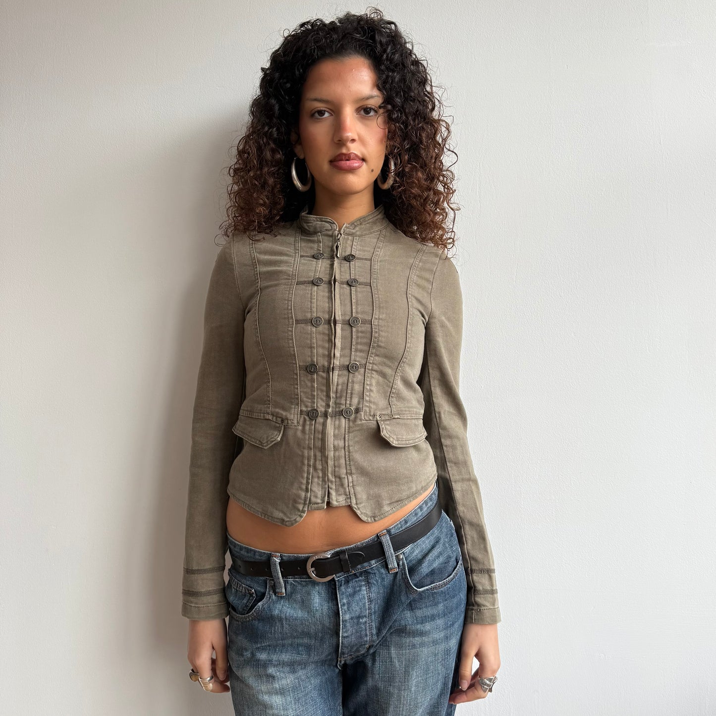 Khaki military jacket - Size XS, XS/S + S