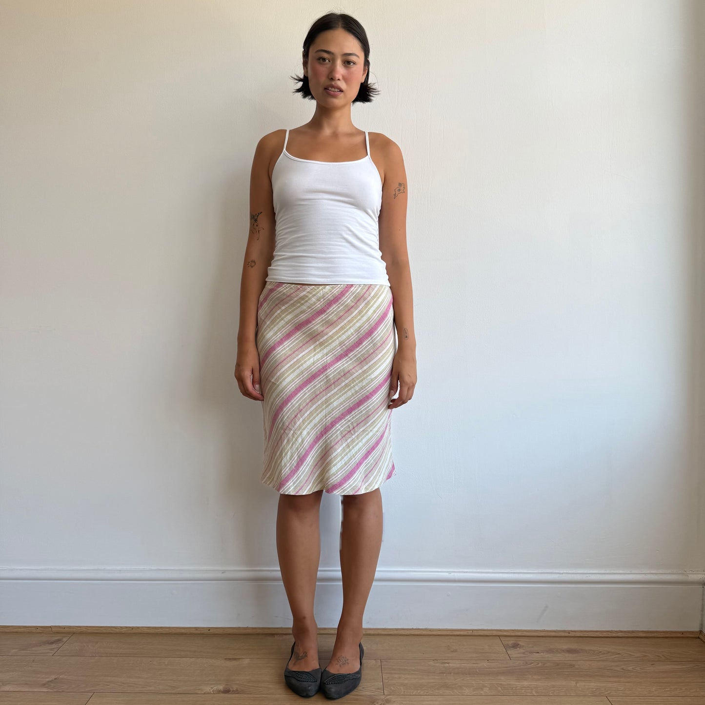 Pink striped midi skirt - Size S
