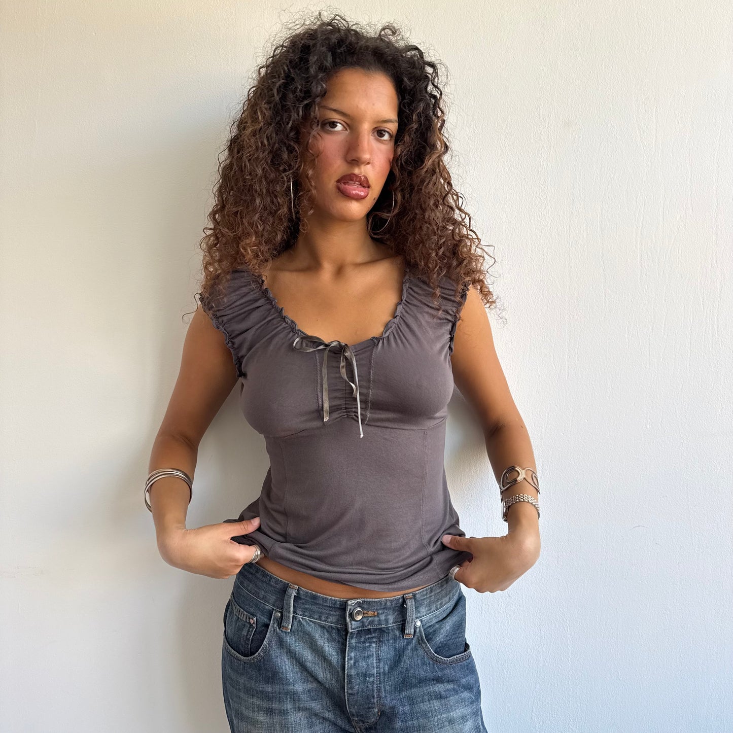 Brown ruched top - Size M/L