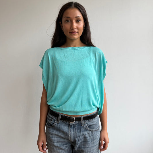 Turquoise short sleeve slouchy knit - Size M