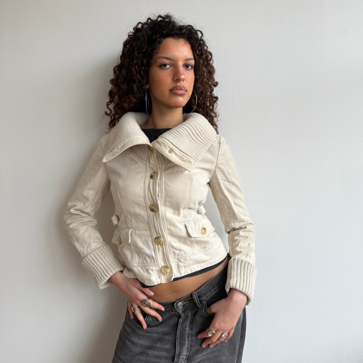 Cream button up jacket - Size S