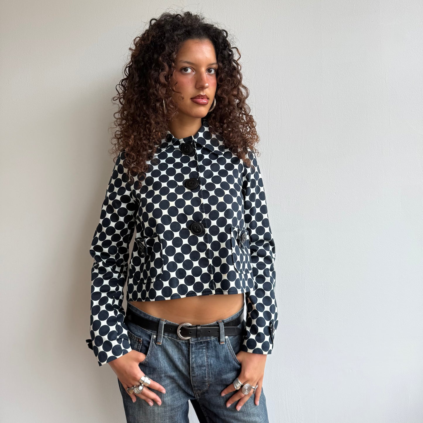 Polka dot long sleeve peacoat - Size S