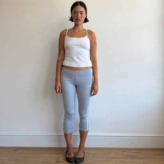 Blue Adidas 3-stripe capris - Size S