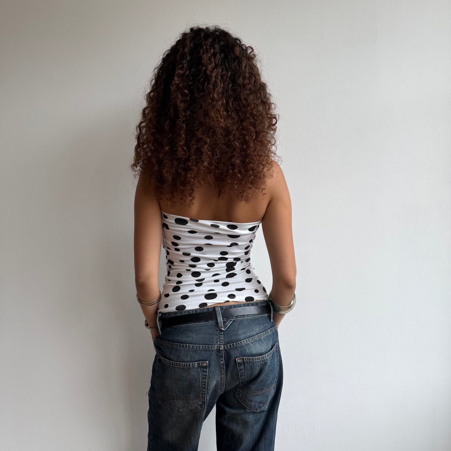 White polka dot bandeau - Size S