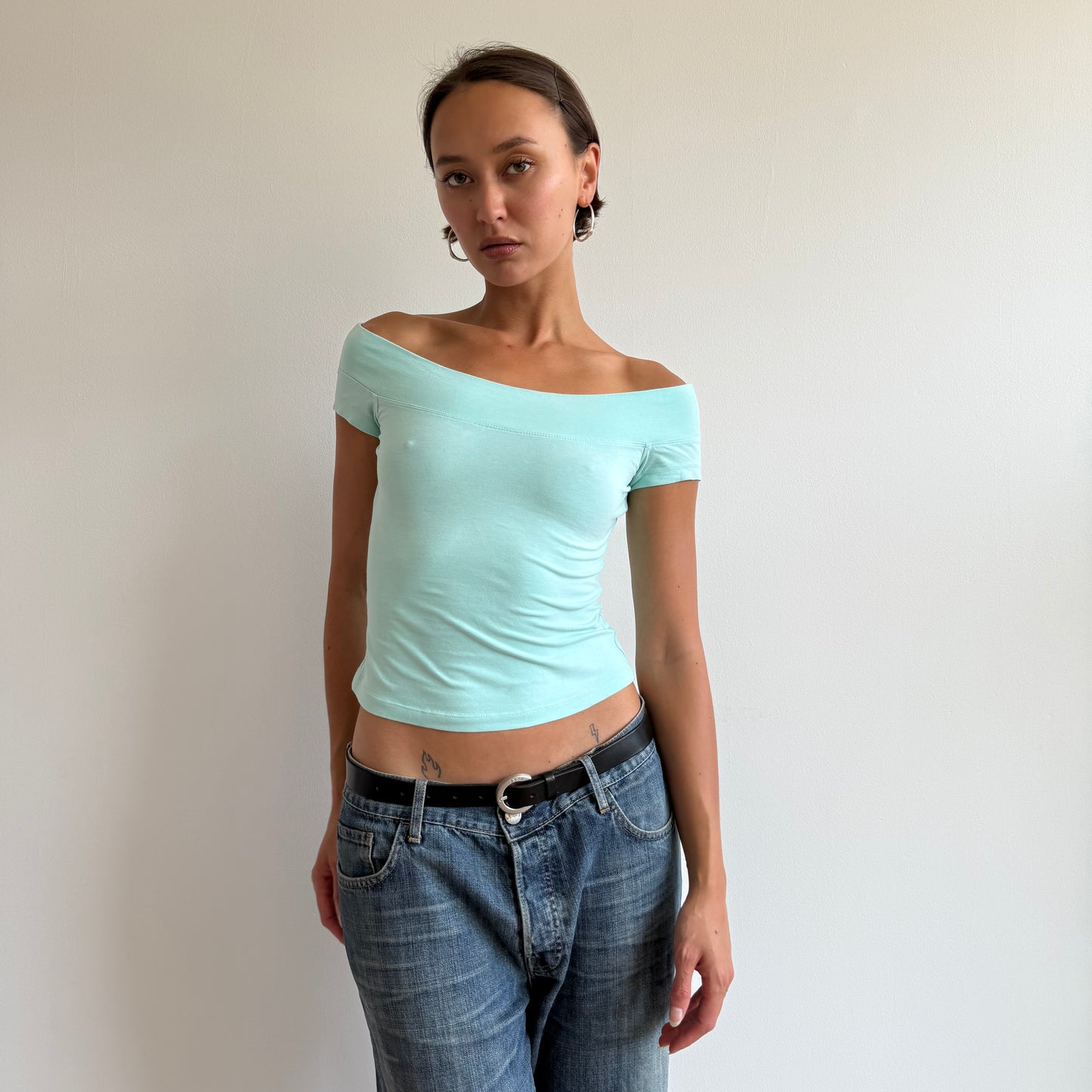 Turquoise bardot top - Size XS