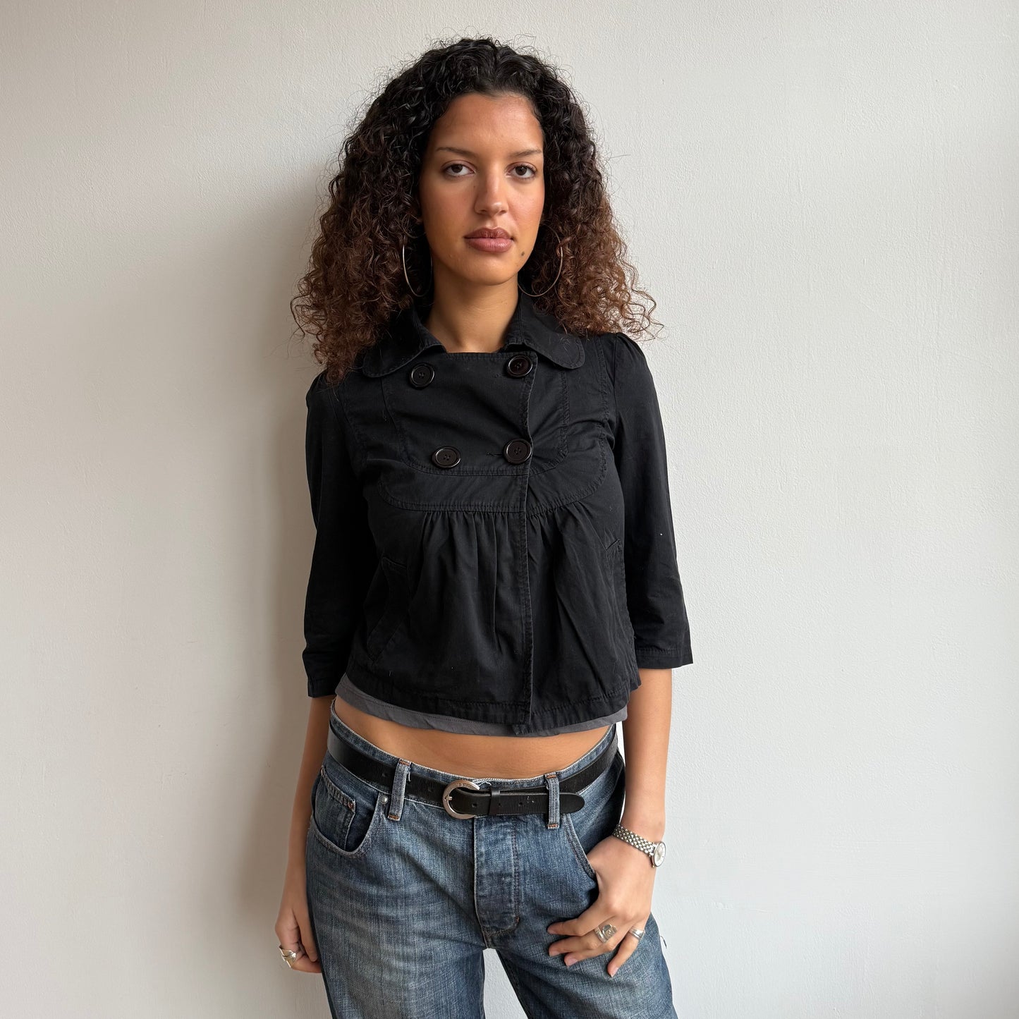 Black 3/4 sleeve jacket - Size XS