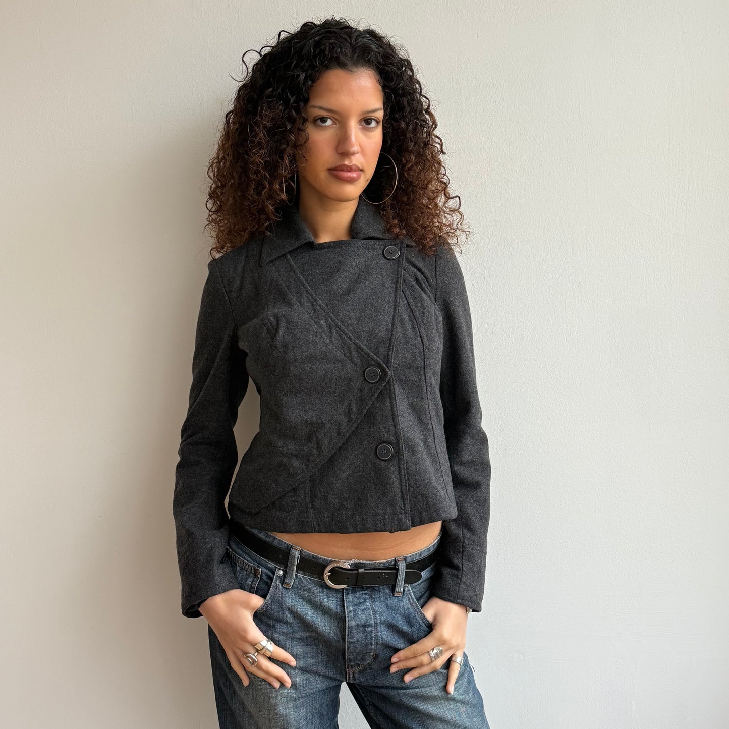 Grey asymmetric peacoat - Size S