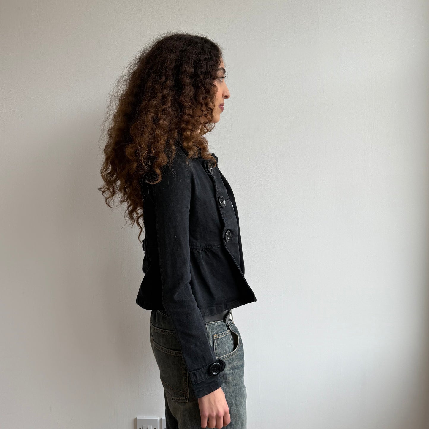 Black button military jacket - Size XS