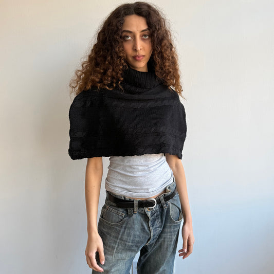 Black cropped poncho - One Size
