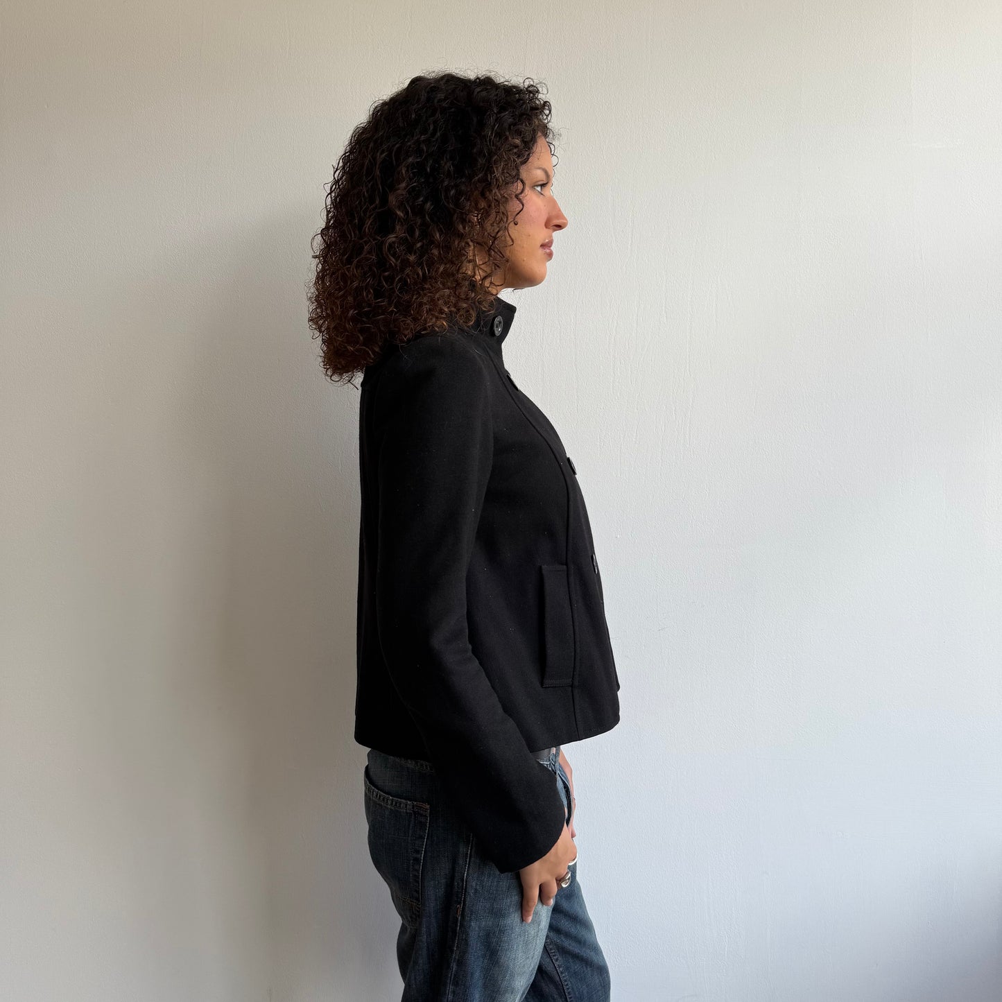 Black high neck peacoat - Size S