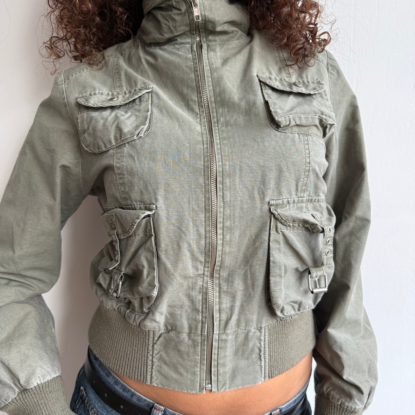 Khaki cargo bomber jacket - Size S/M