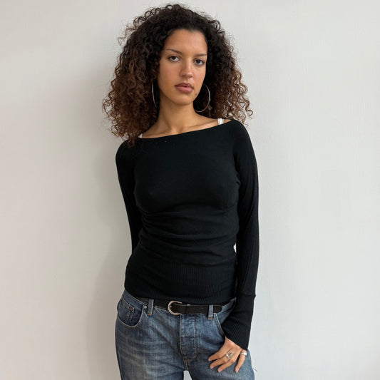 Black slouchy long sleeve knit - Size S