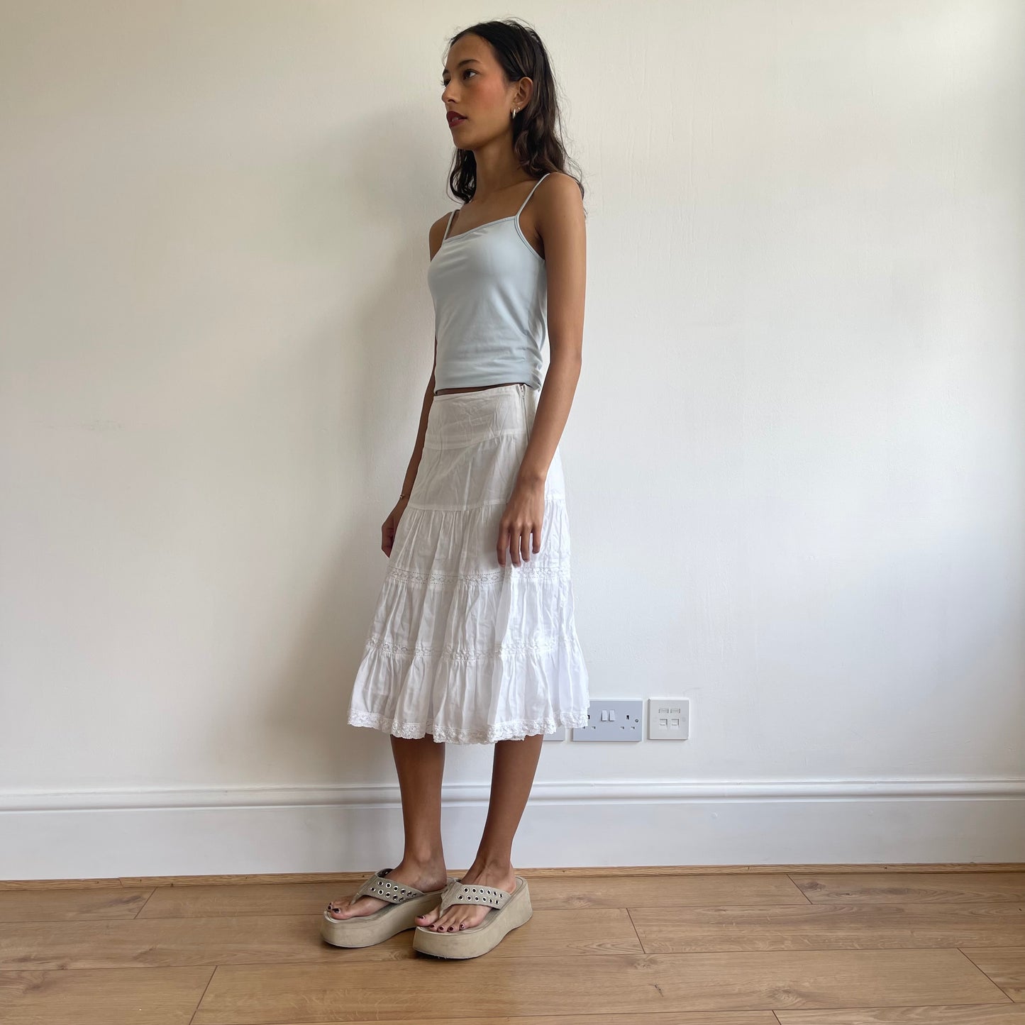 White broderie anglaise midi skirt - Size S/M