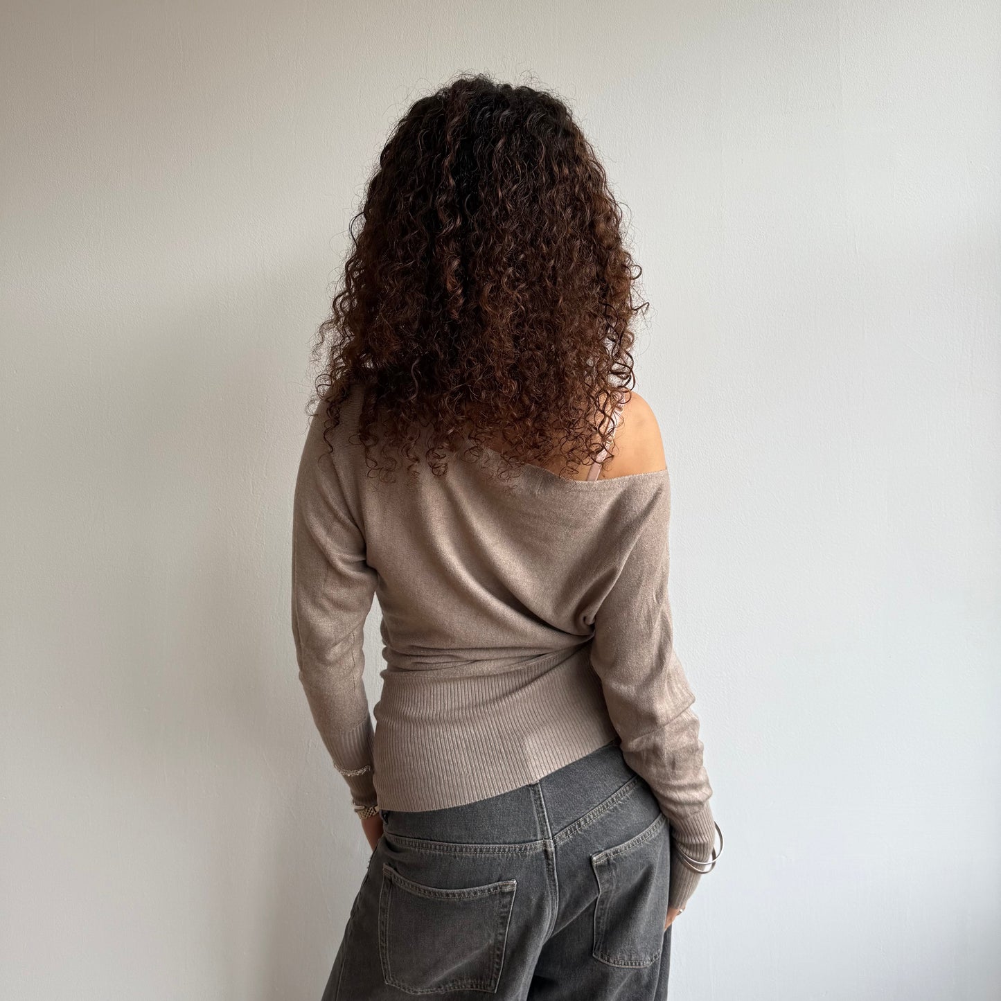 Beige slouchy knit jumper - Size S
