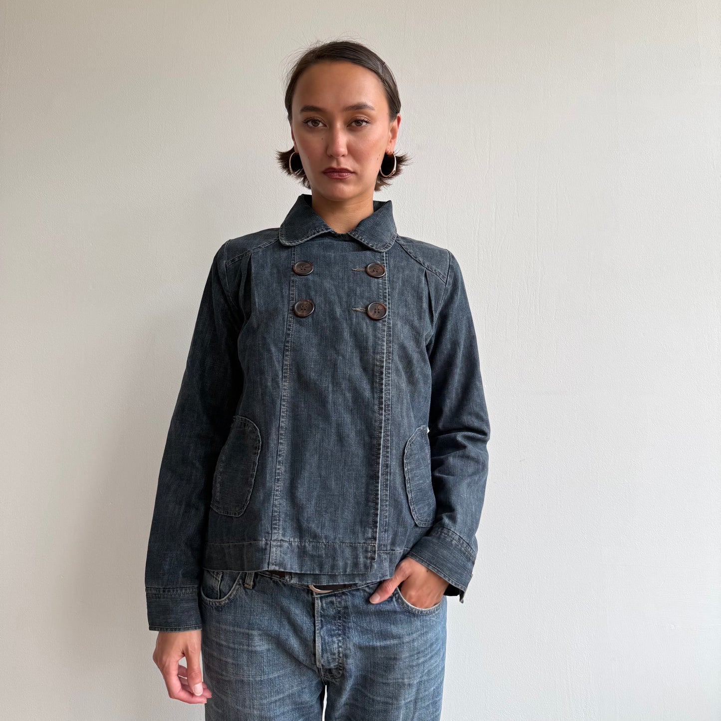 Denim long sleeve peacoat - Size M