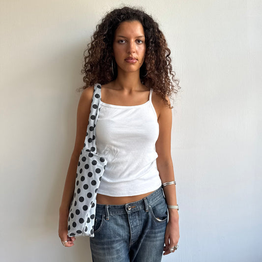 Blue polka dot tote bag