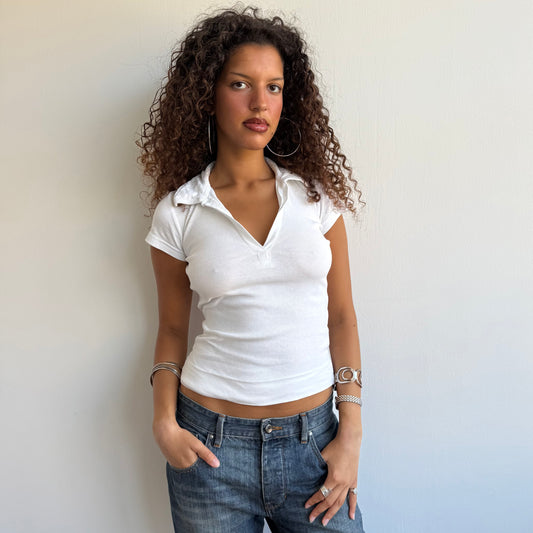 White polo top - Size S