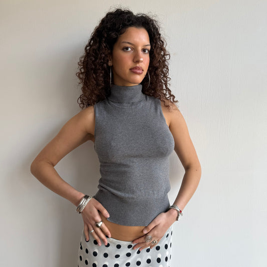 Grey sleeveless roll neck - Size S