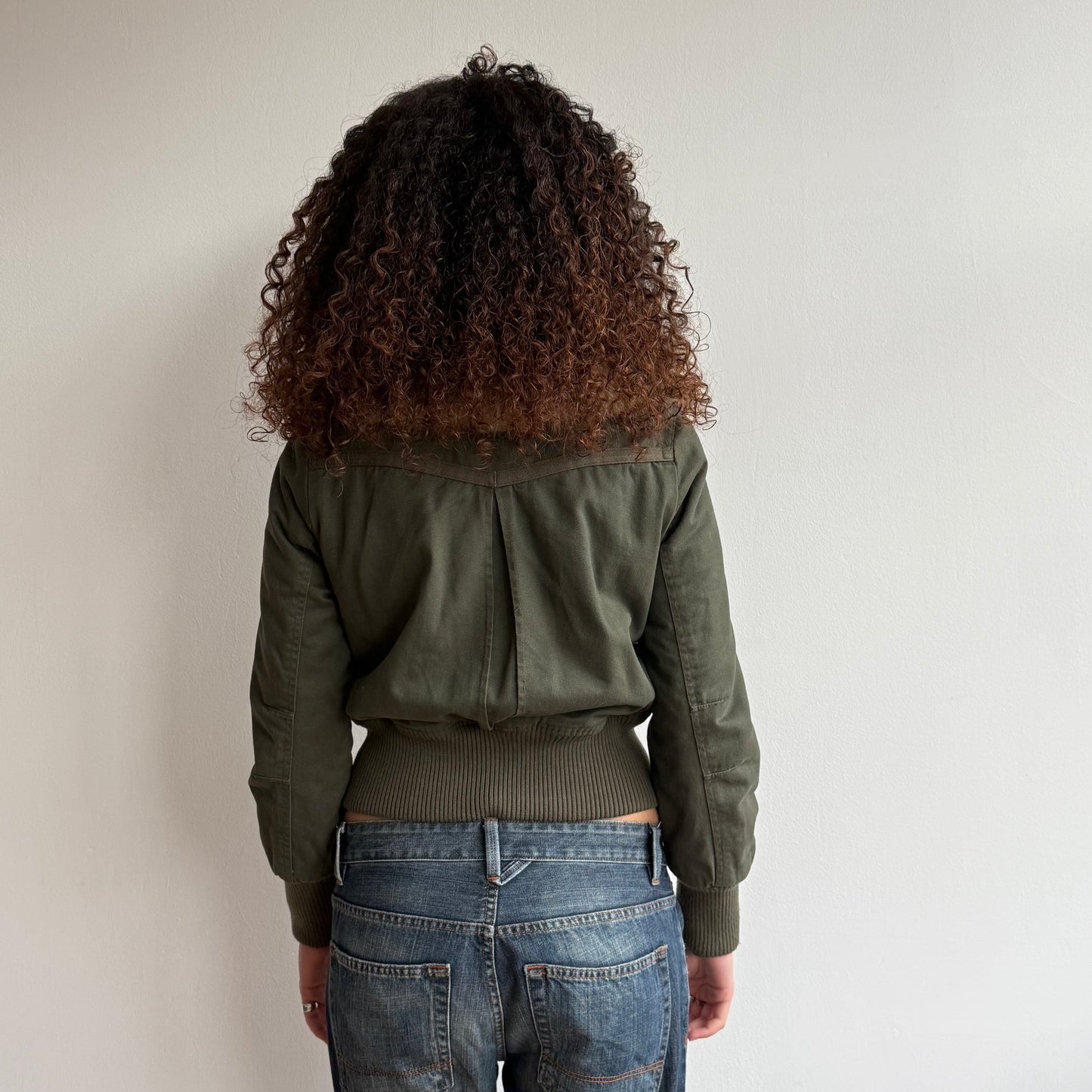 Khaki fur collar bomber - Size M
