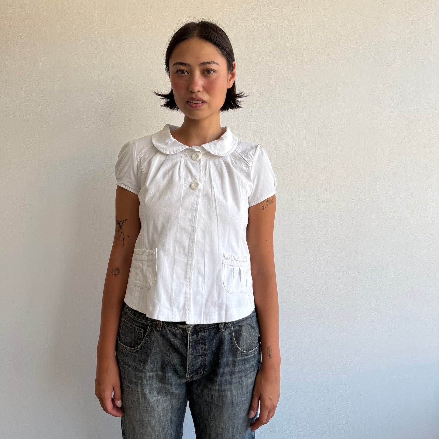 White short sleeve peacoat - Size M