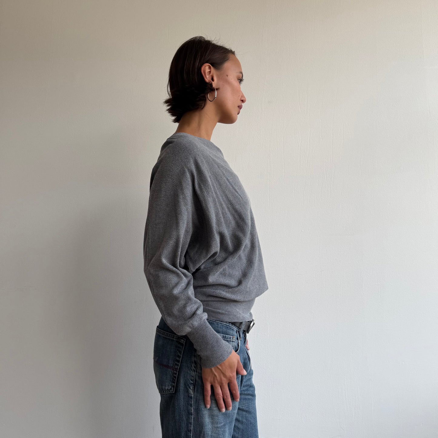 Grey batwing slouchy knit - Size M-XL