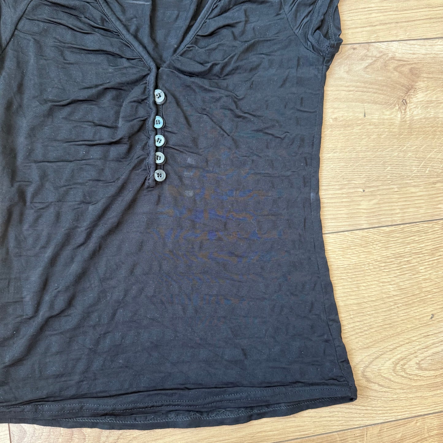 Black striped button top - Size S