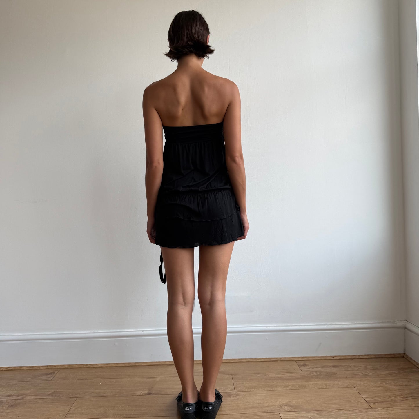 Black ruched mini dress - Size S