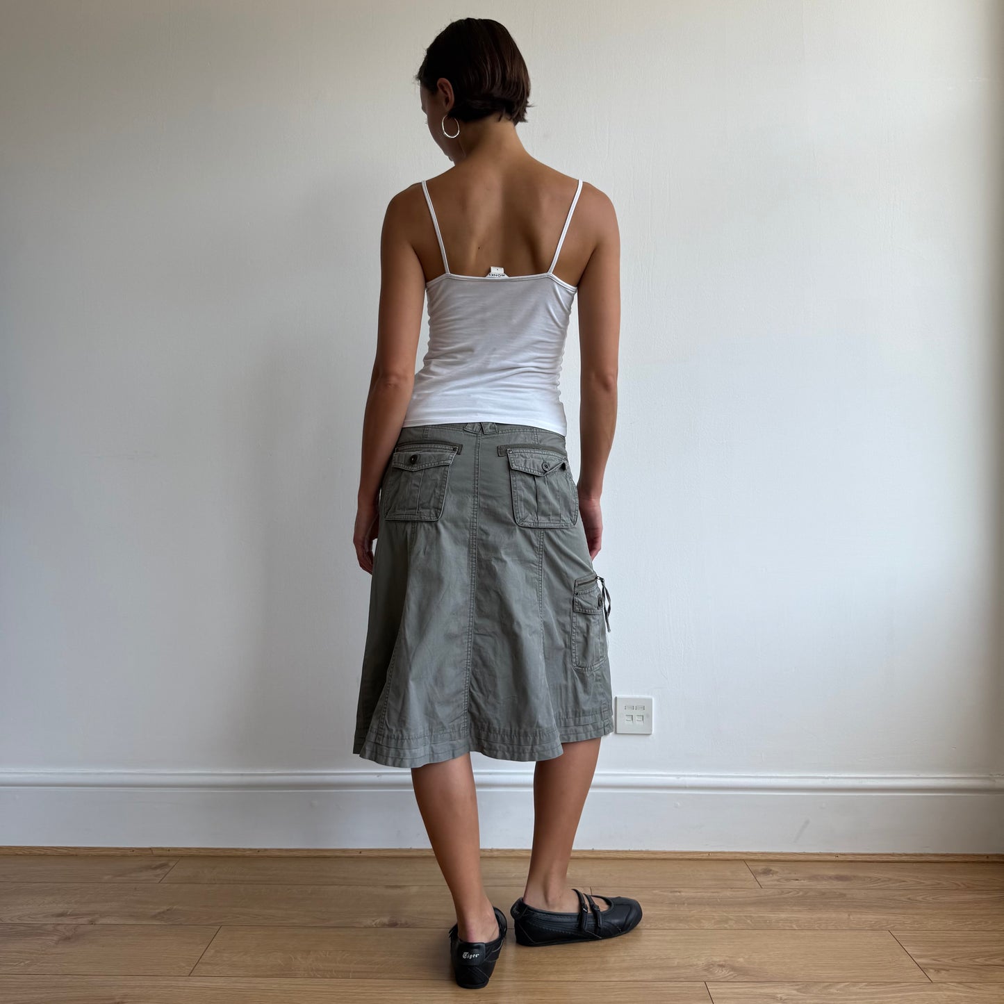 Khaki cargo midi skirt - Size S