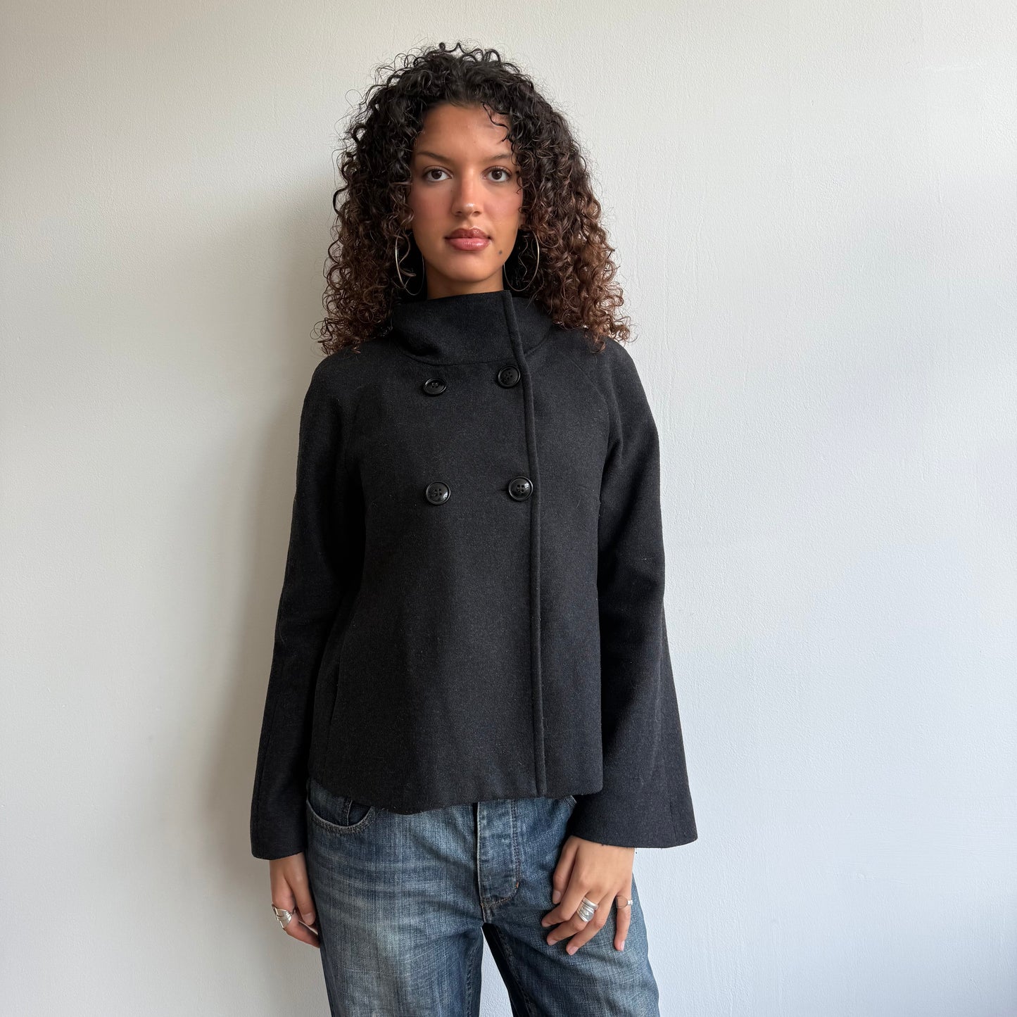 Charcoal wool peacoat - Size L
